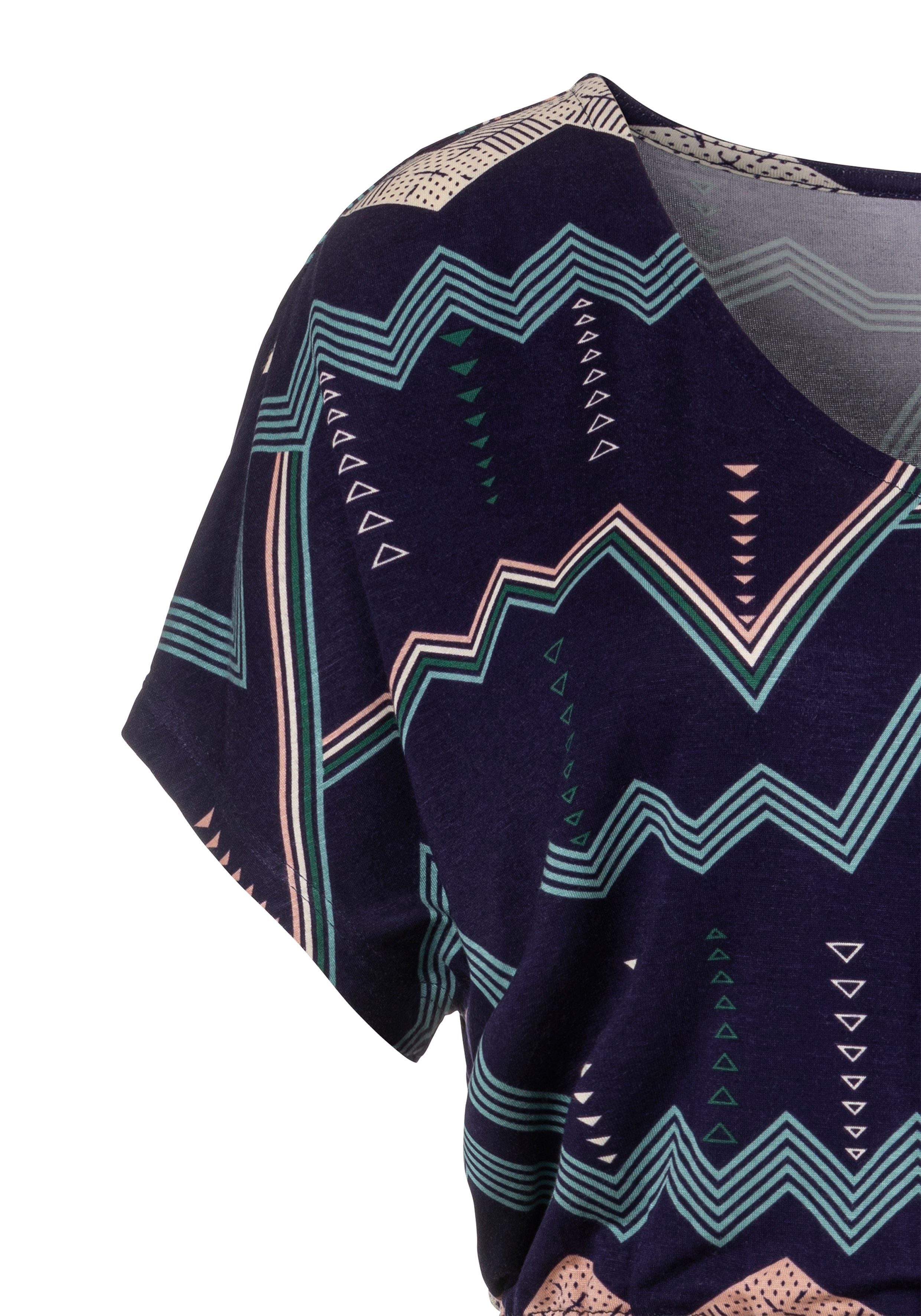 Muster grafischem Zick-Zack Sleepshirt mit allover-dunkelblau LASCANA