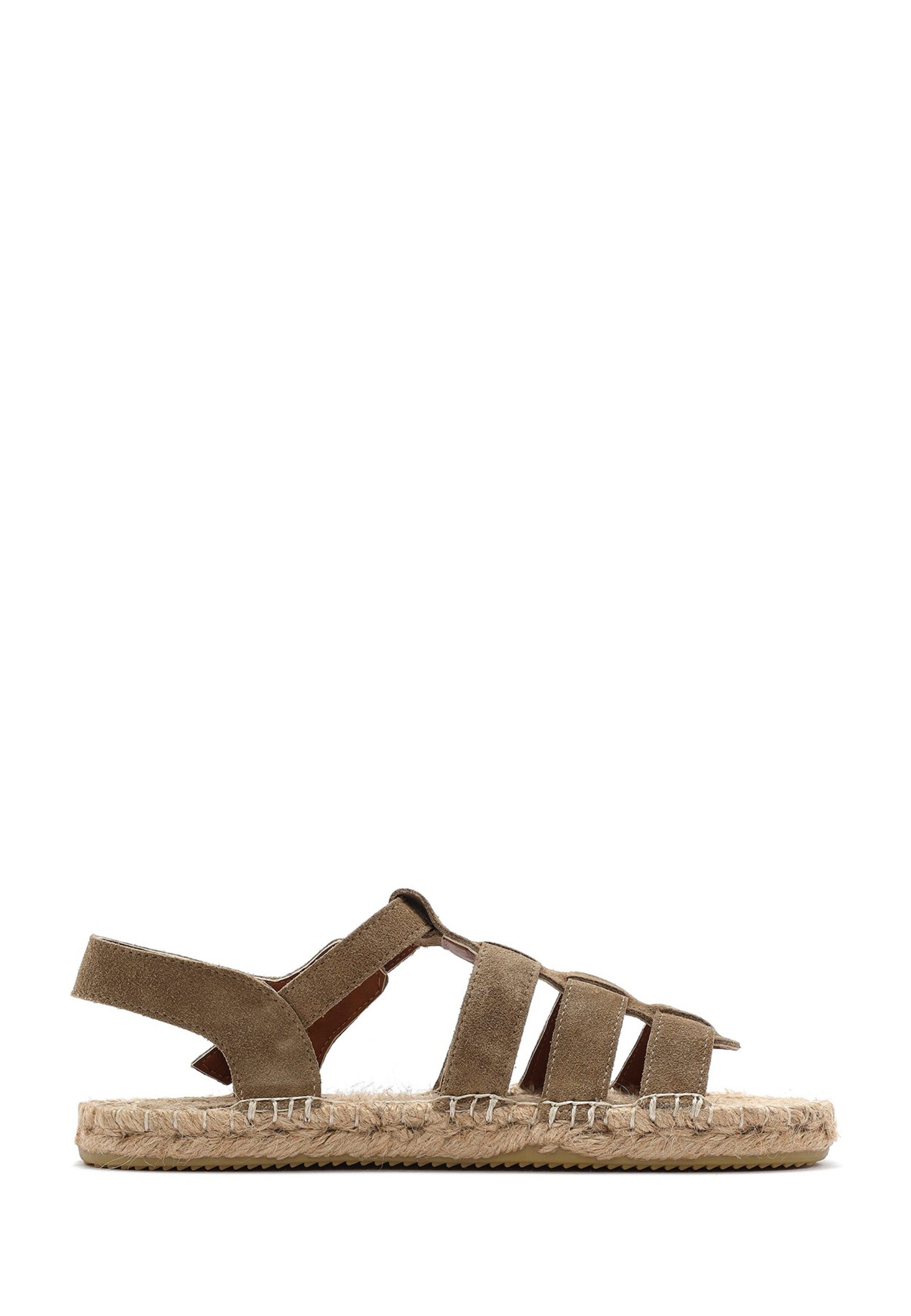 Derimod Wildleder Sandalen Espadrille Lederfutter, TPU Sohle, Absatz 2 cm