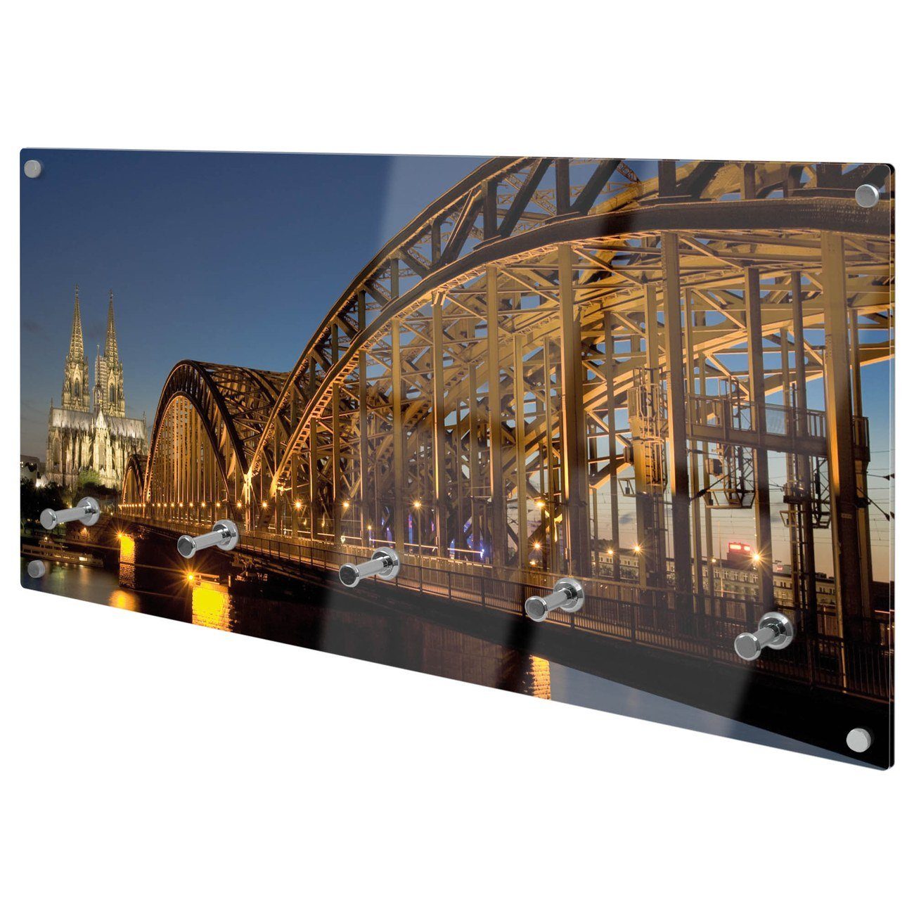 banjado Шкафыleiste Glas Köln (Wandgarderobe, mit verchromten Haken), inkl. Montagematerial