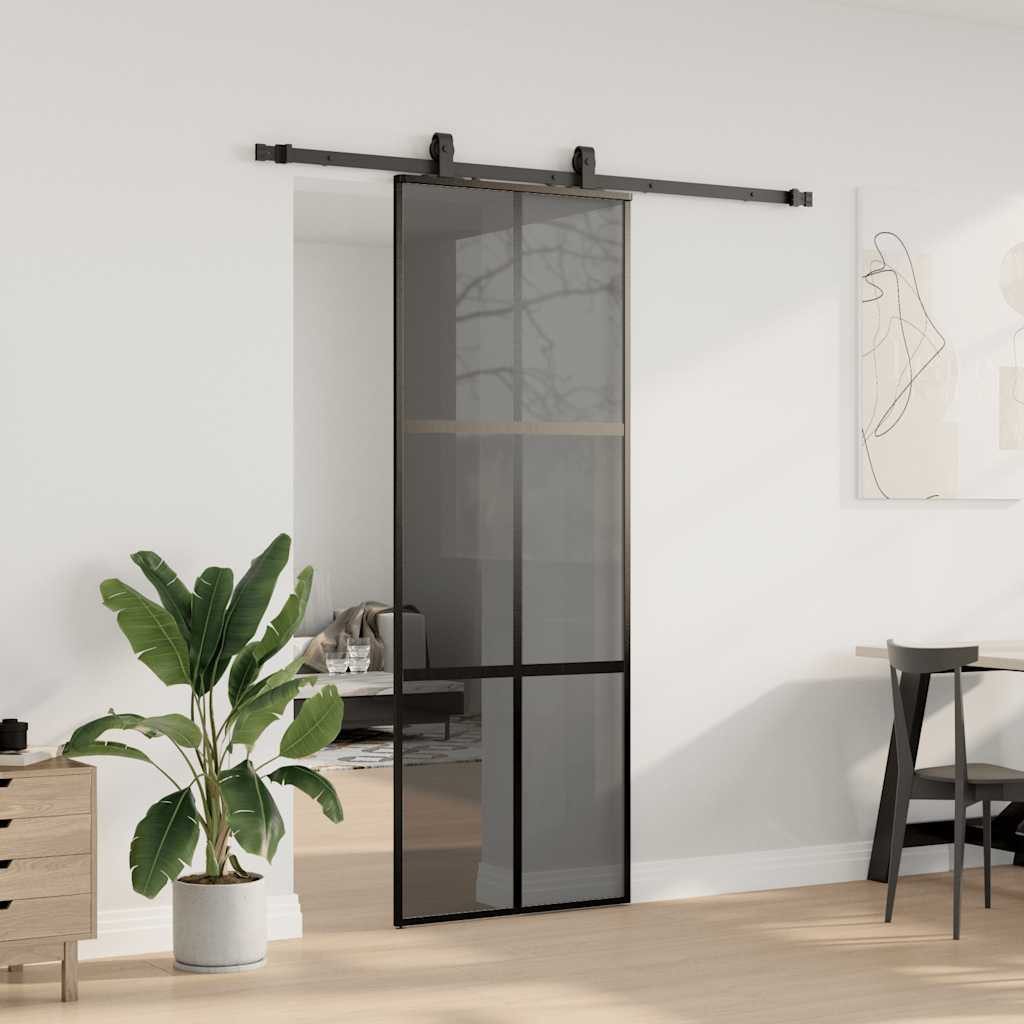 vidaXL Zimmertür 76 x 205 cm 183 cm sliding rail Schiebetür mit Beschlag Schwarz 76x205