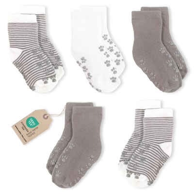 LaLoona Kurzsocken Natur - Gr. 19/20 Anti-Rutsch Socken Krabbelsocken Stoppersocken 5er Pack - Gr. 19/20