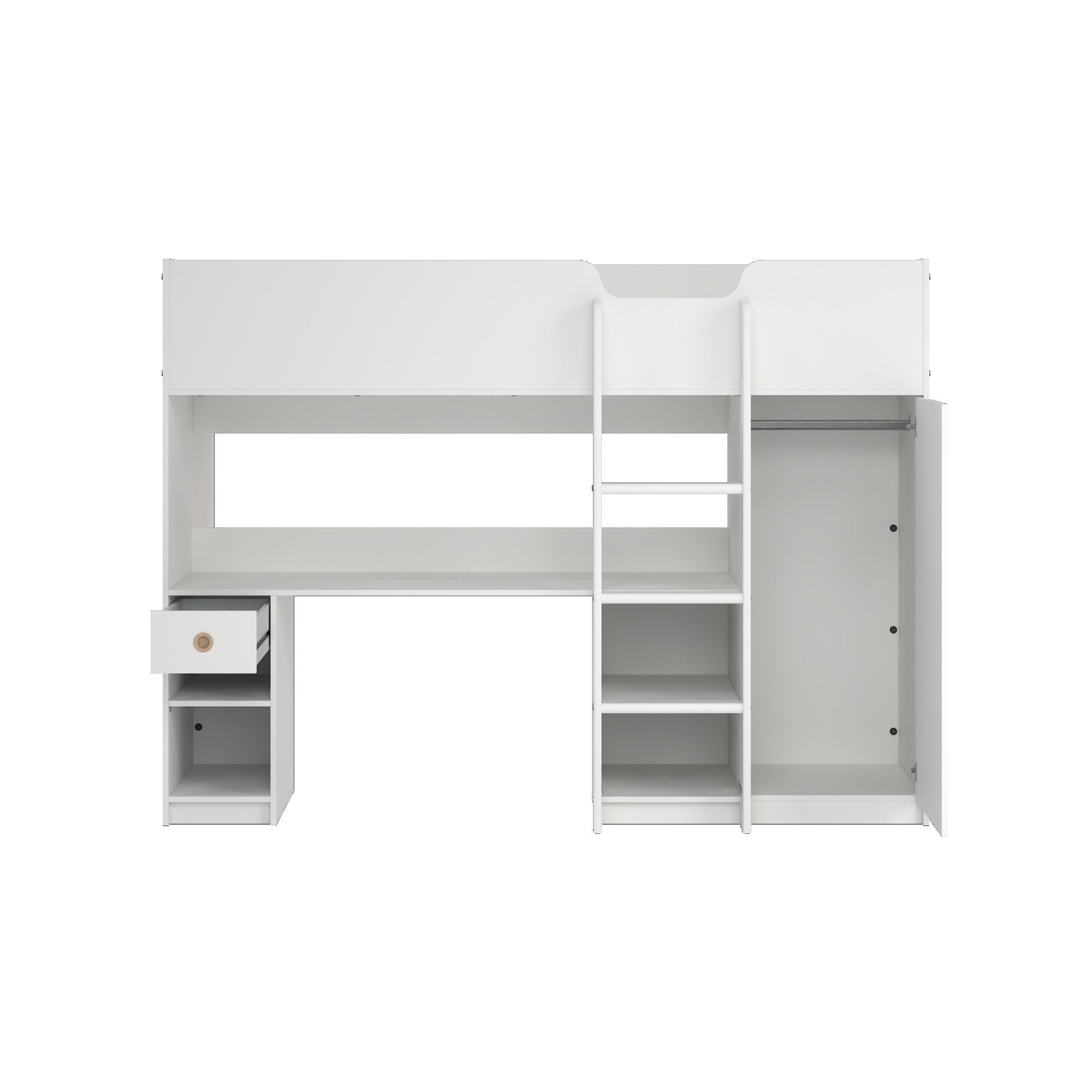 Home affaire Etagenbett Hochbett mit viel Stauraum und Schrank, Hohes Kinderbett mit integriertem Kleiderschrank