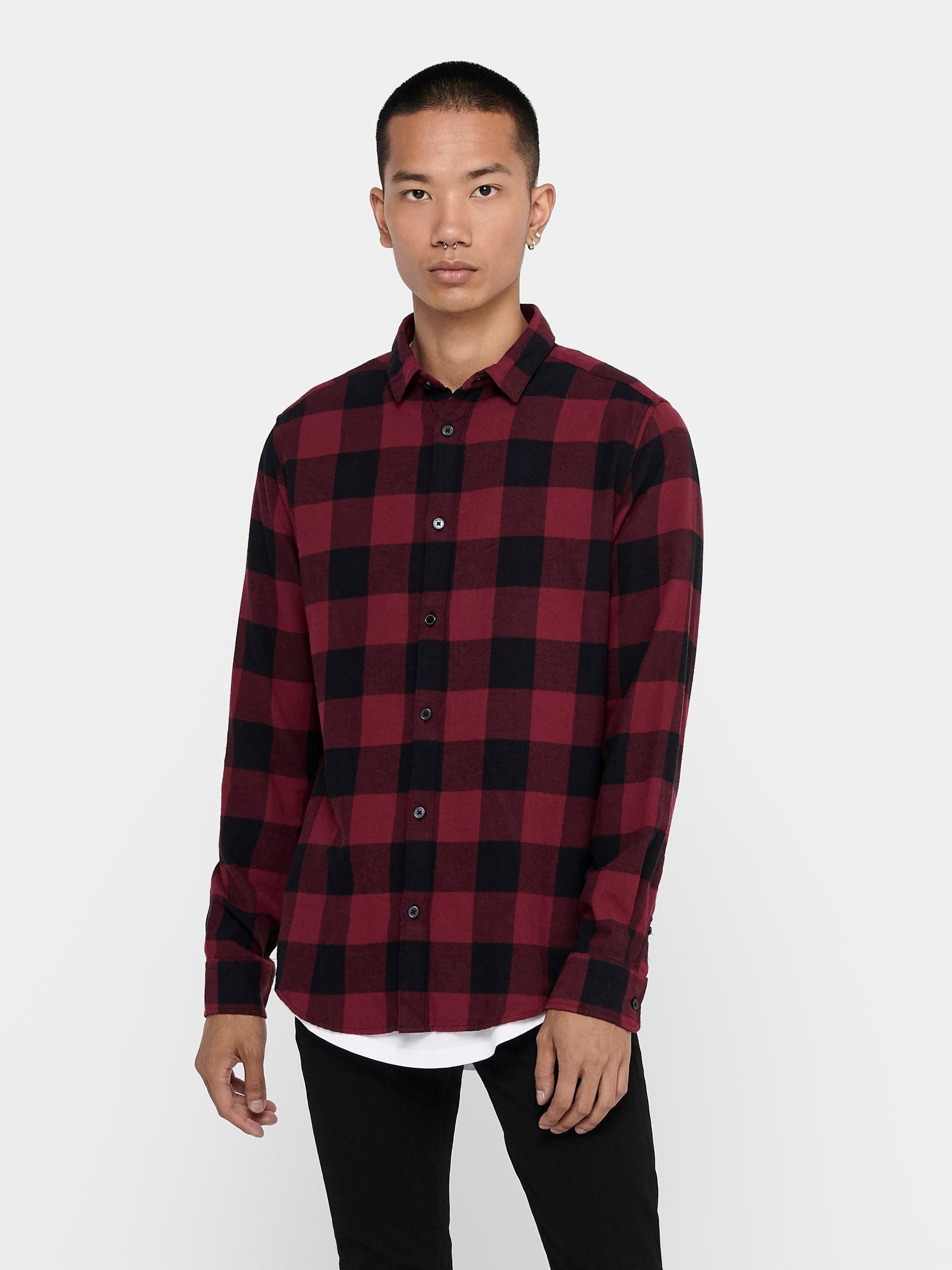 ONLY & SONS Langarmhemd Freizeit Karohemd Holzfäller Kariertes Flanellhemd (1-tlg) ONSGUDMUND LS CHECKED SHIRT NOOS
