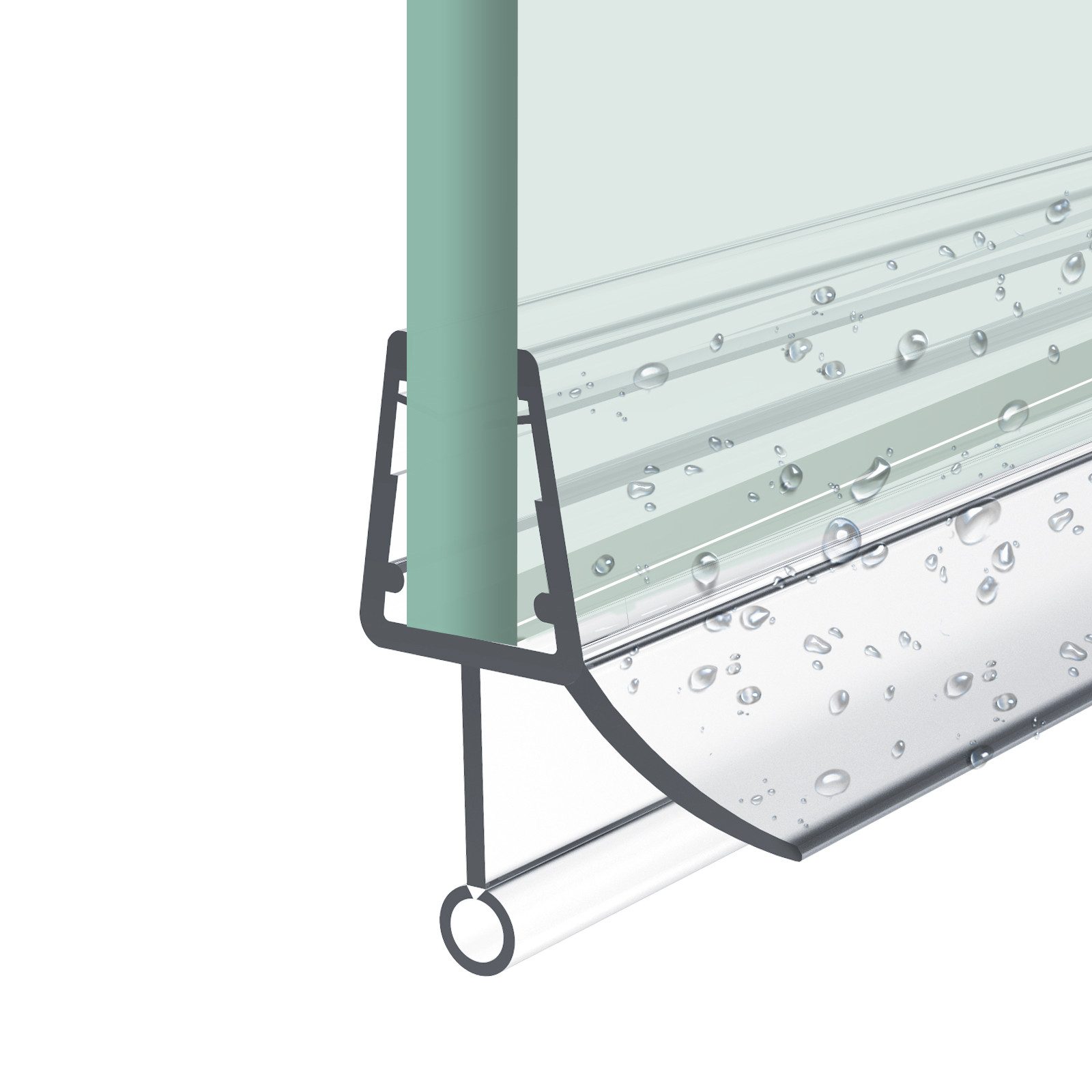 MEYKOERS Duschdichtung Ersatzdichtung für 4-6 mm Glas PVC Wasserabweiser Dichtungsprofiler, L: 80 cm, (Duschdichtung mit Rundlippe, 1-St), Transparent Duschdichtung für Glas