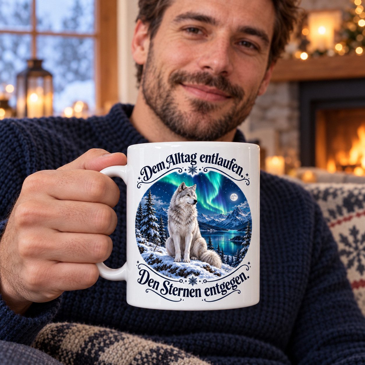 WS-Trend Tasse Wolf Wintertasse mit Spruch aus Keramik 330 ml Geschenk zu Weihnachten, Keramik – Bild 3 von 4