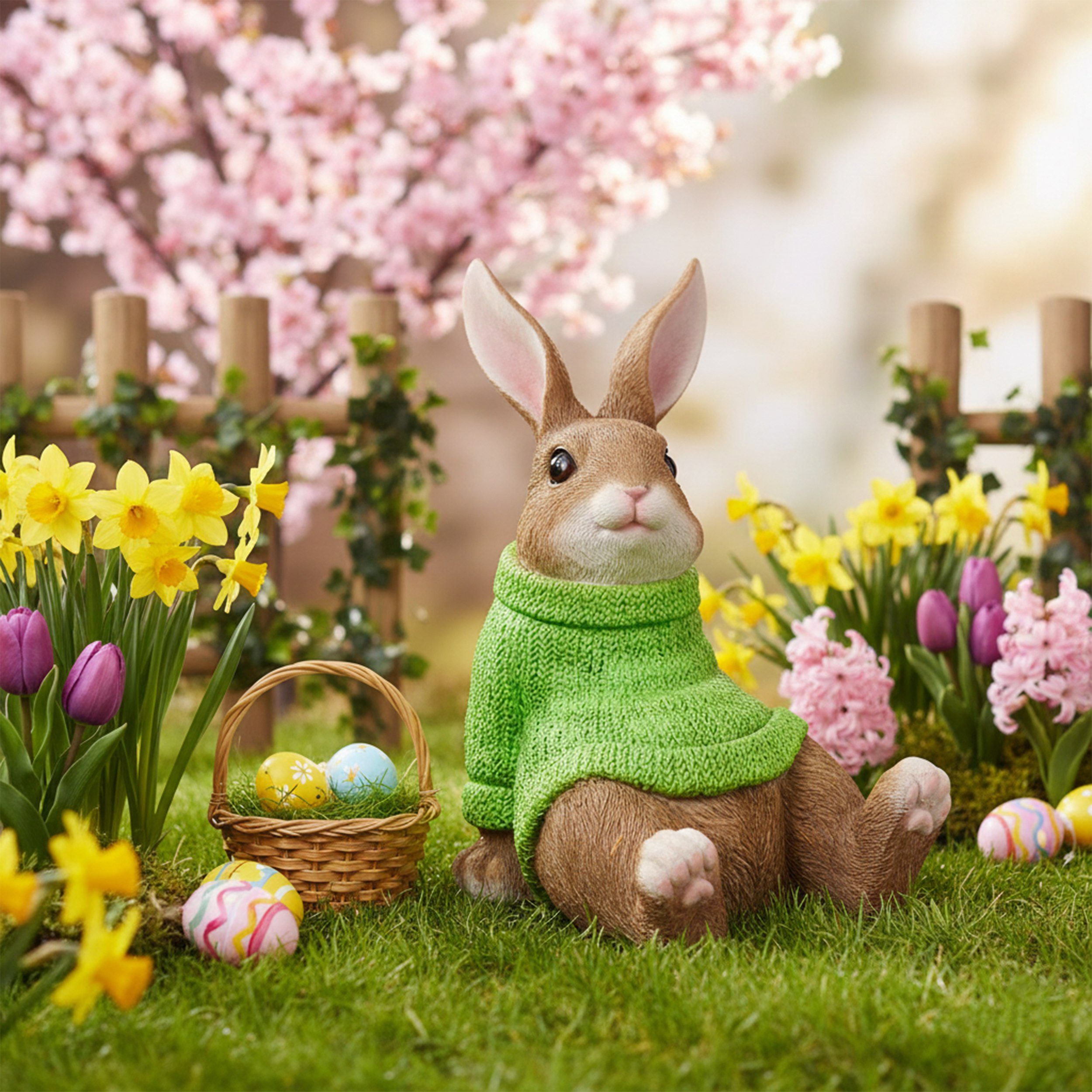 colourliving Osterfigur Dekohase mit farbigen Pullover Osterhase Deko Hasen für Haus/Garten, dieser Deko Hase ist eine charmante Ergänzung für jedes Ambiente