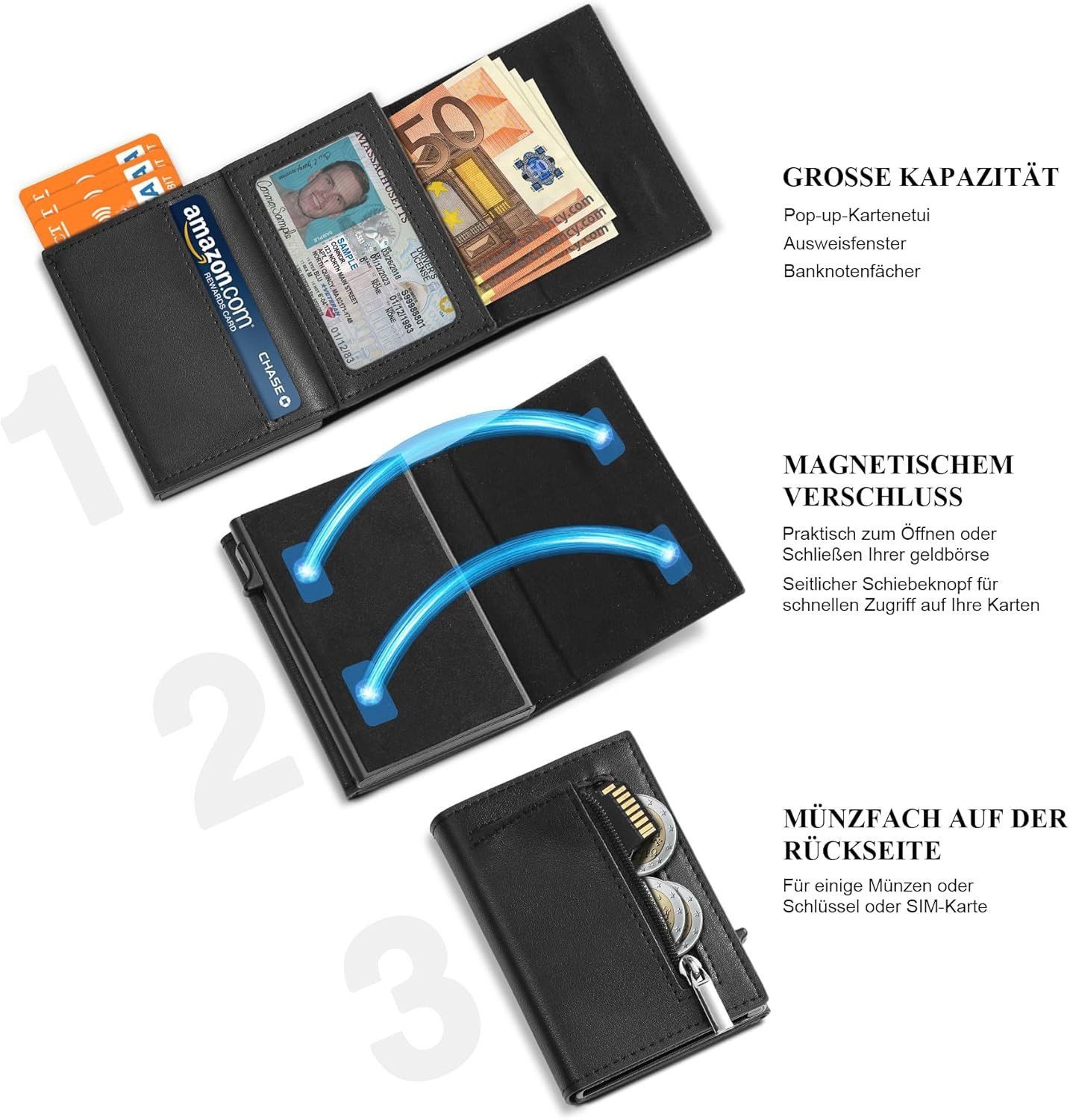 TEEHON Geldbörse Magnetischer Slim Wallet, Herren- Geldbeutel (mit Münzfach günstig online kaufen