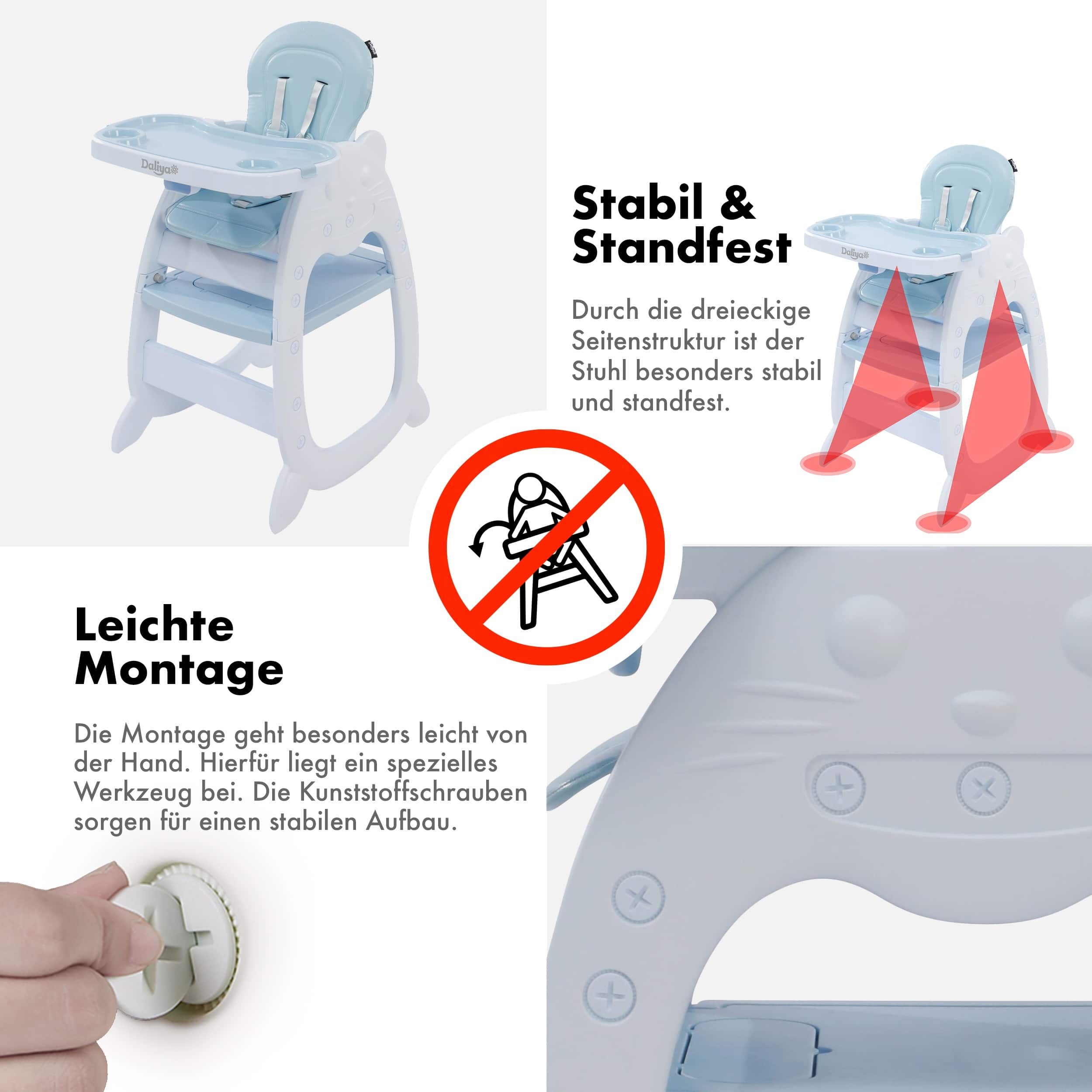 Daliya® Kombihochstuhl MULTIHOK 4in1 Baby- & Kinderhochstuhl, Spieltisch mit Kinderstuhl (Set, 3 St), Kinderhochstuhl wandelbar zu Spieltisch oder Lerntisch mit – Bild 4 von 5