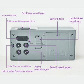 AUKUU Wecker Einfache Einfache multifunktionale Uhr lichtempfindlicher Nachttisch kleiner Wecker LCD Uhr großer Bildschirm