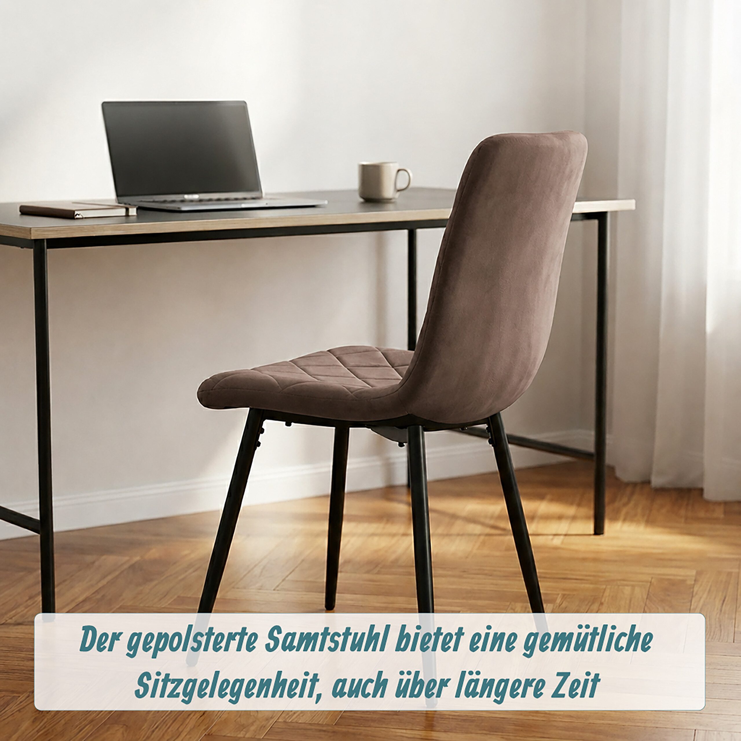 relaxdays Esszimmerstuhl Samt Esszimmerstuhl Set (2 St), braun, 2er-Pack – Bild 3 von 5