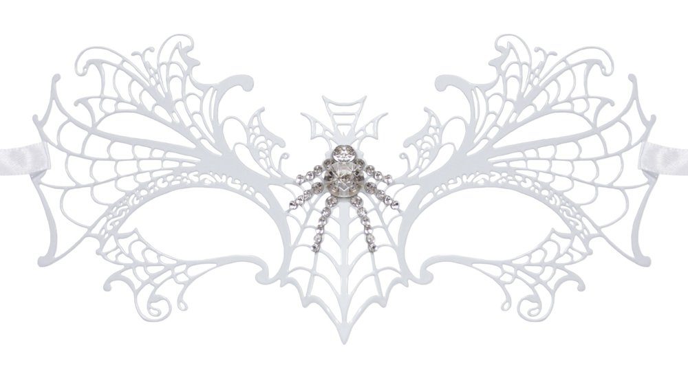 Zoelibat Verkleidungsmaske Schmetterlings Augenmaske Esmeralda - Weiß mit Str
