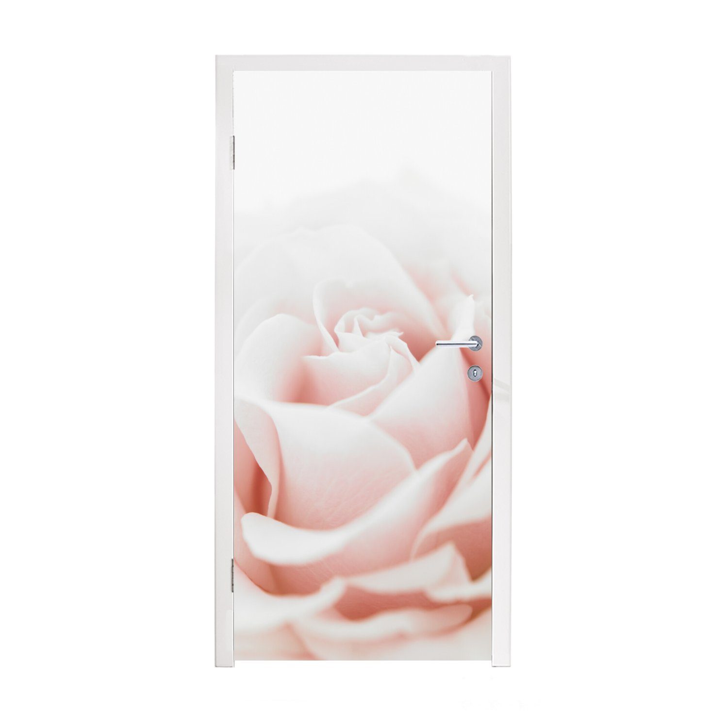 MuchoWow Türtapete Nahaufnahme der Blätter einer rosa Rose, Matt, bedruckt, (1 St), Fototapete für Tür, Türaufkleber, 75x205 cm