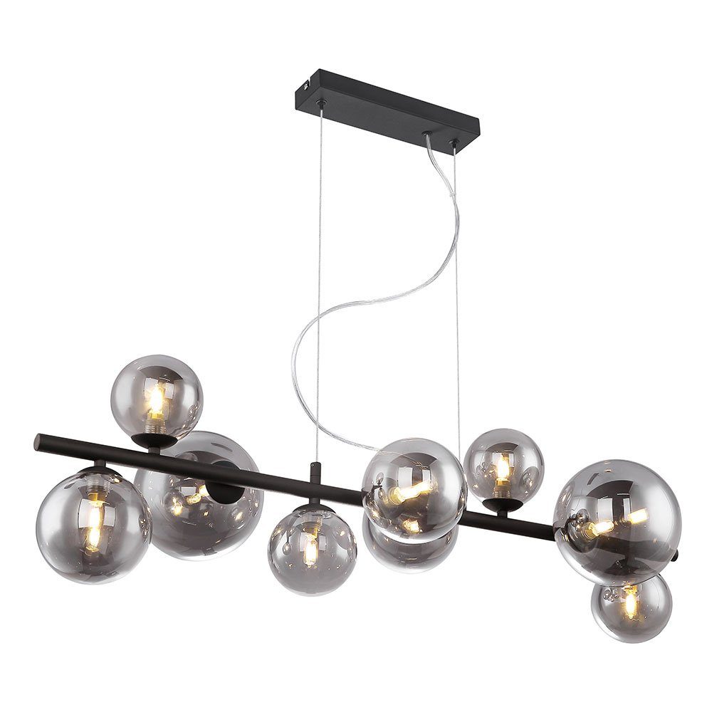 Pendelleuchte, inklusive, schwarz Globo Pendelleuchte Leuchtmittel Esstisch LED Rauchglas Kugellampe Hängelampe Warmweiß, LED