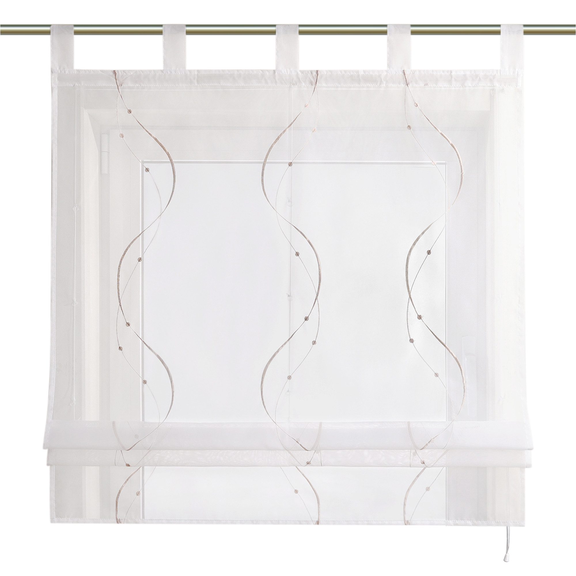 Joyswahl Raffrollo, mit Schlaufen, Ösenrollo Modern Bestickt für Küche Wohn günstig online kaufen