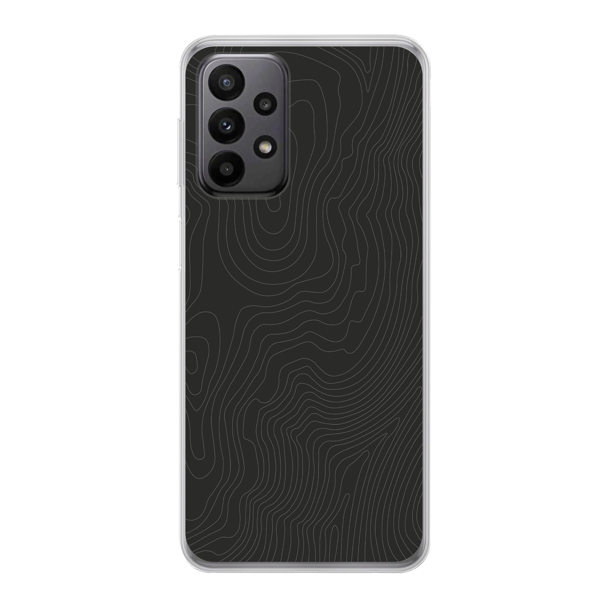 MuchoWow Handyhülle für Samsung Galaxy A23 5G Topografische Linien - Grau - Abstrakt, Smartphone-Bumper, Print, Handy Schutzhülle Dünn