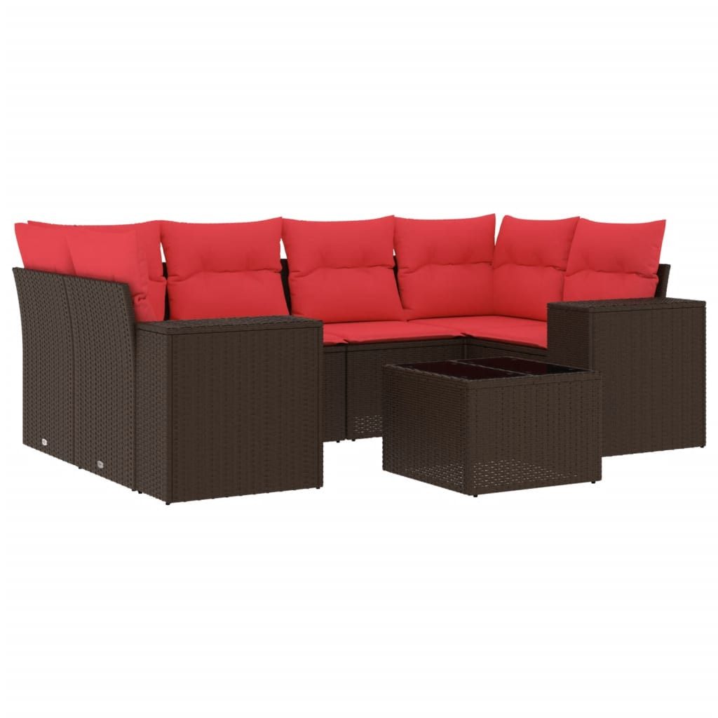 vidaXL Sofaelement 7-teiliges Gartensofa-Set mit Kissen, braun, Polyrattan (1 St)