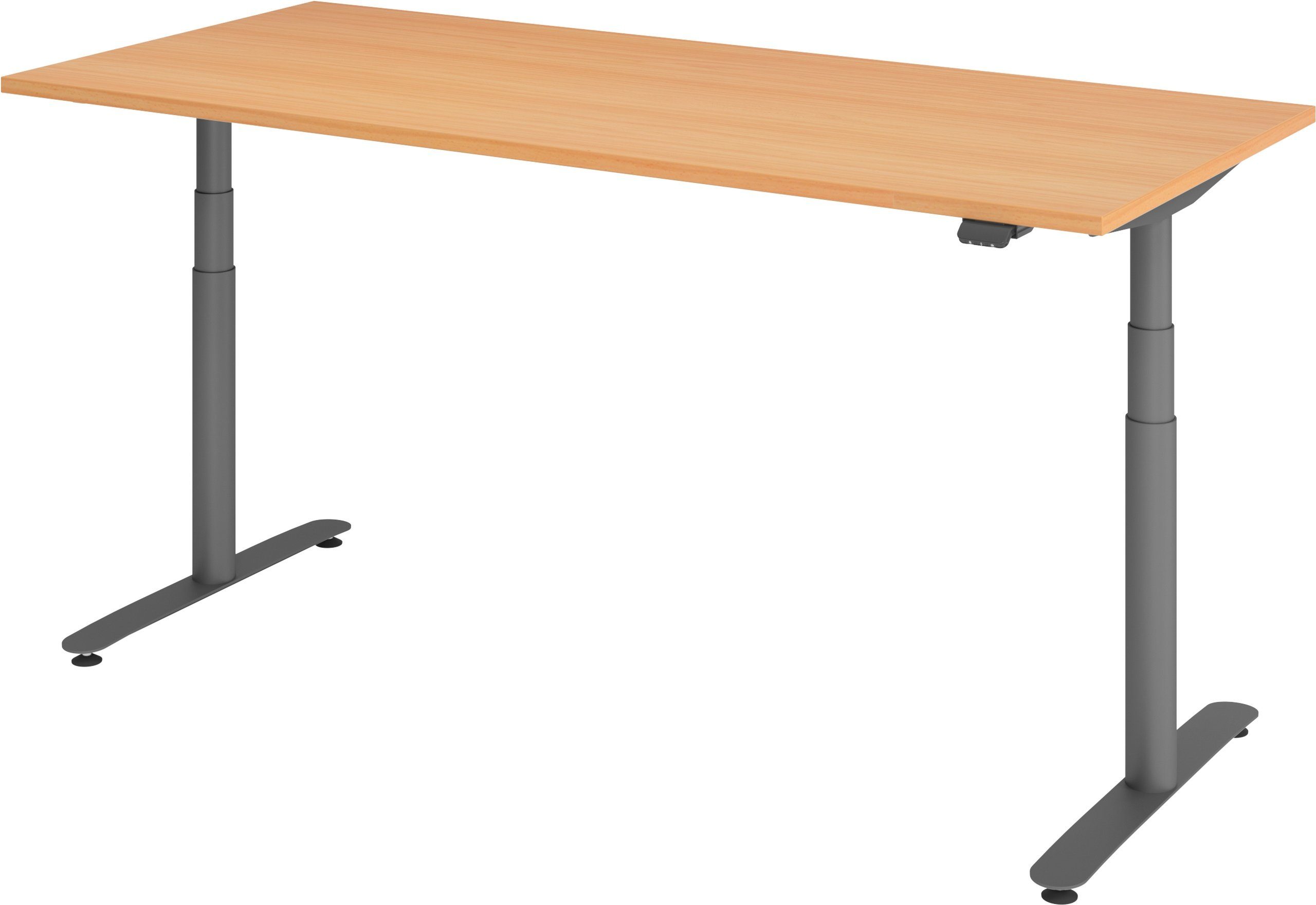 bümö Schreibtisch Schreibtisch elektrisch Bluetooth & App XDLR, Rechteck: 180 x 80 cm - Dekor: Buche - Gestell: Graphit