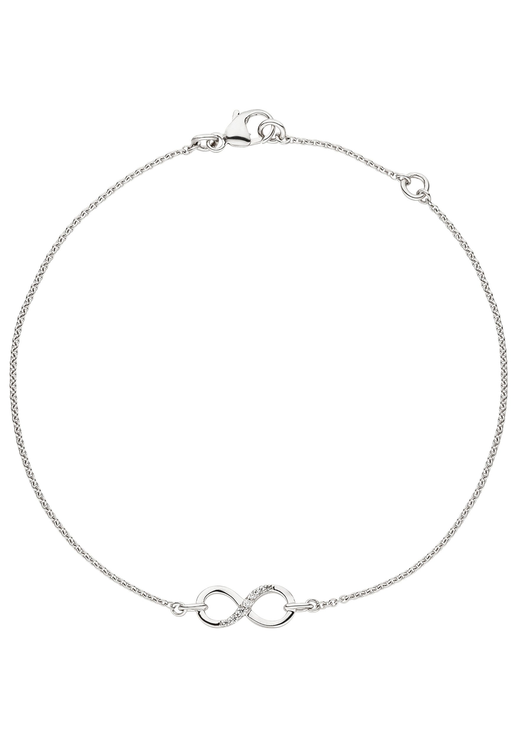 JOBO Armband Silberarmband Unendlichkeit, 925 Silber mit 7 Zirkonia 19,5 cm