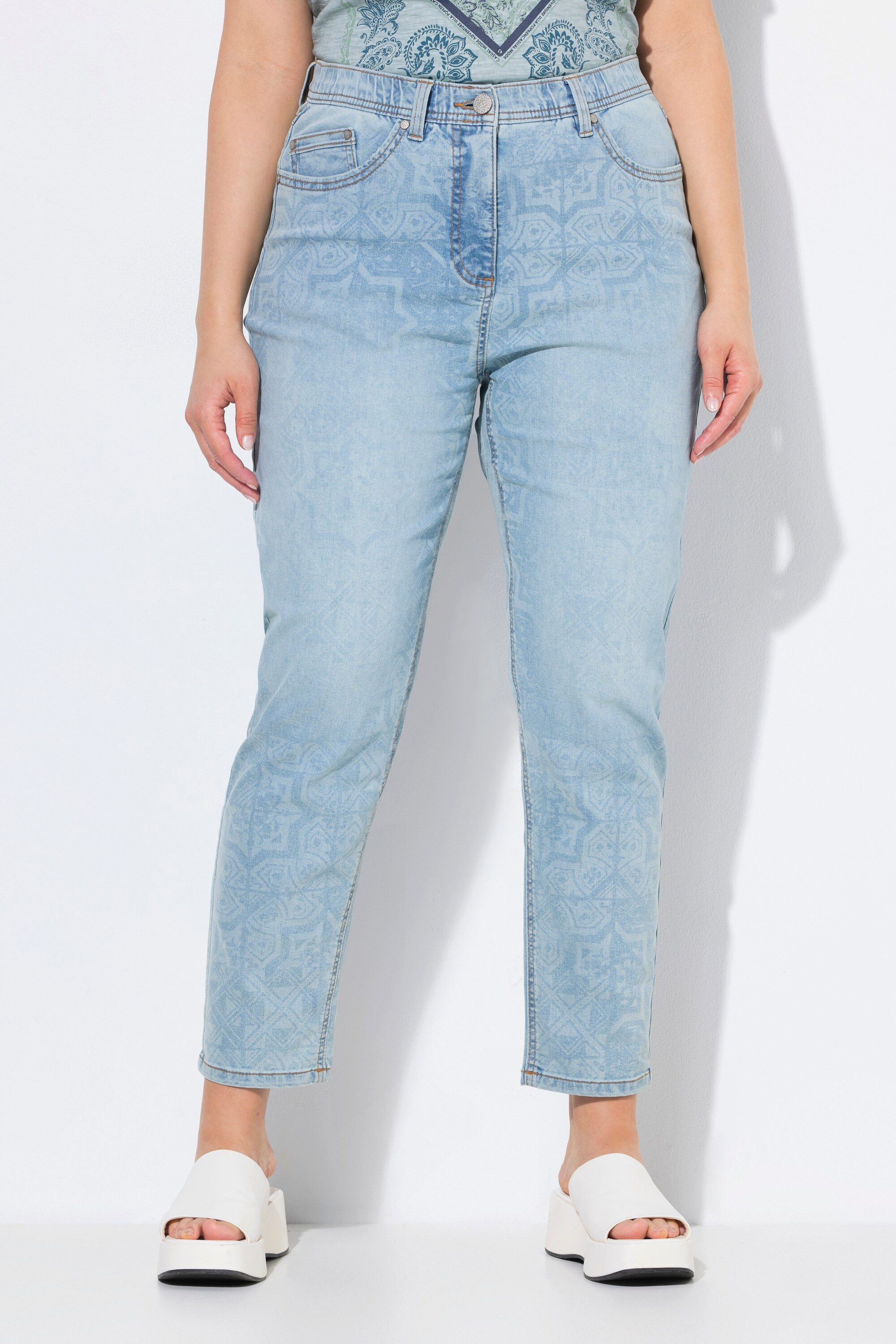 Ulla Popken Regular-fit-Jeans Mom-Jeans Laserdruck 5-Pocket-Schnitt günstig online kaufen
