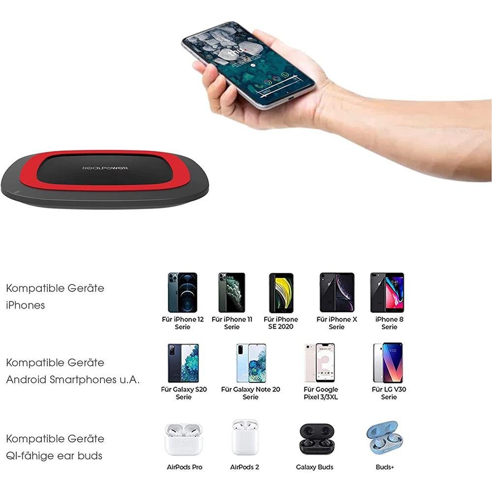 Realpower FreeCharge-10 Kabellose Ladestation für Smartphones Ladestation (1-tlg., FreeCharger-10, Schnellladeadapter, Micro USB Kabel, Schnellladeadapter, Micro USB Kabel, Indusktionsladegerät)