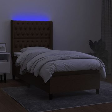 vidaXL Bettgestell Boxspringbett mit Matratze LED Dunkelbraun 80x200 cm Stoff Bett Bettg