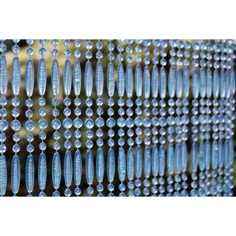 Türvorhang CASA FREJUS 3 Perlenvorhang hellblau, La Tenda, Ösen, transparent, 90 x 210 cm, Perlen - Länge individuell kürzbar