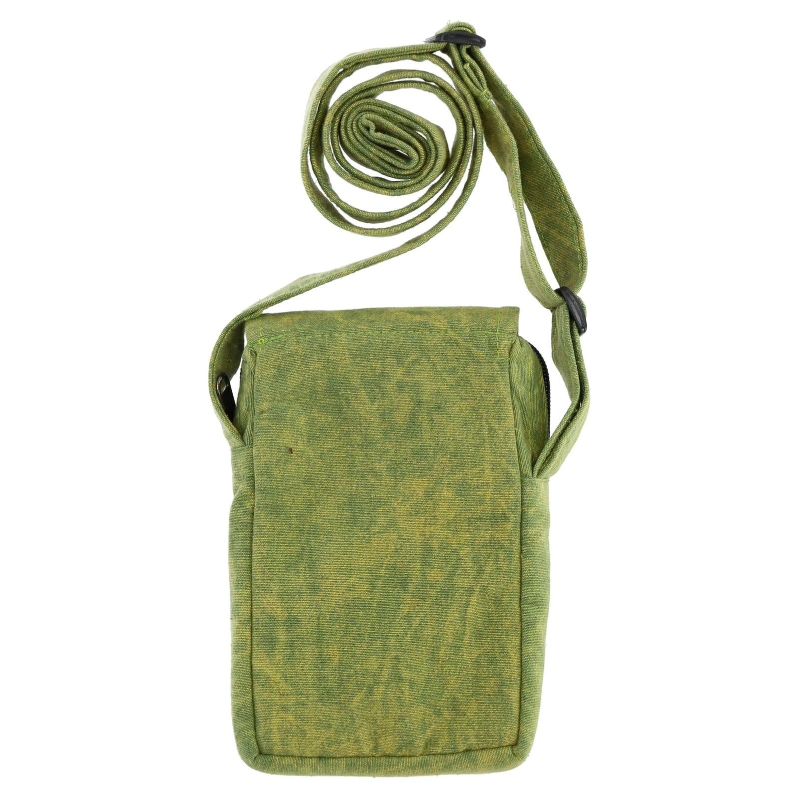 KUNST UND MAGIE Schultertasche Tasche Bag Handytasche Hand Grün Hippie Brustbeutel Passportbag Crossbody