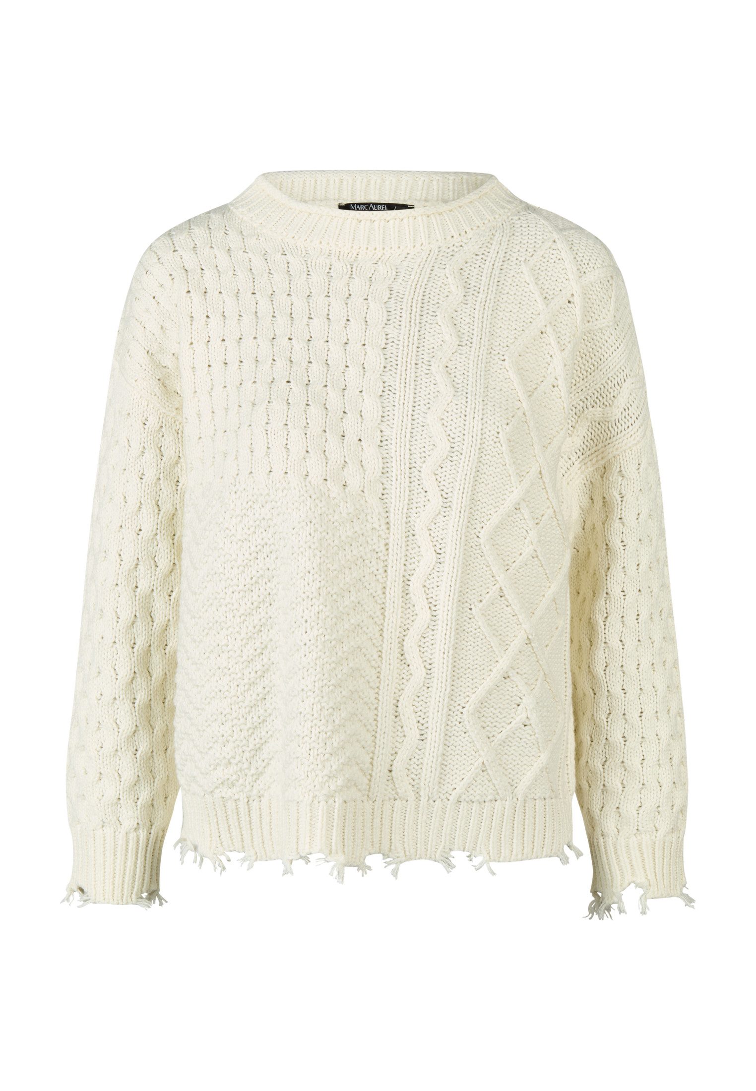 MARC AUREL Strickpullover Pullover im Zopf-Patchwork