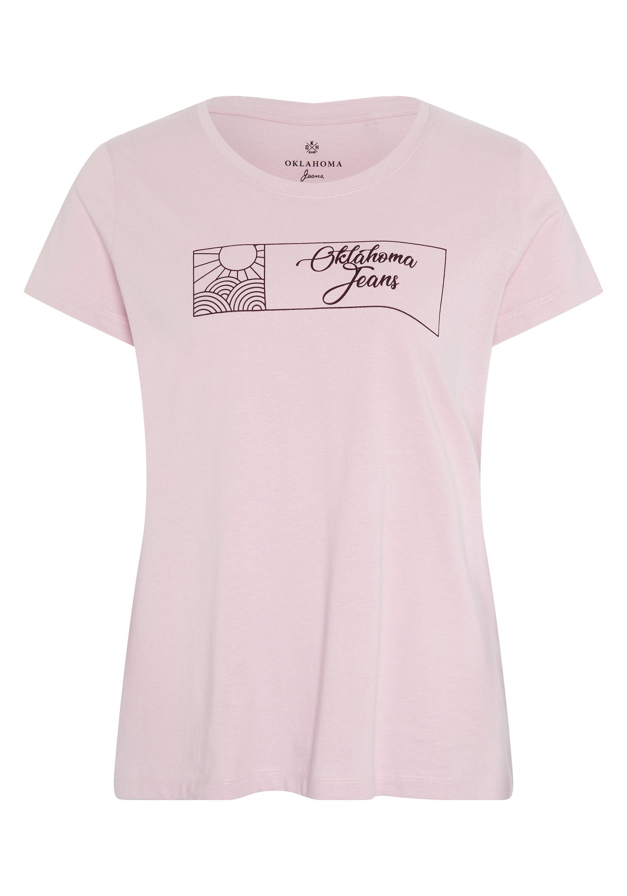 Oklahoma Jeans Print-Shirt mit Sonnenprint und Logo 14-2305 Pink Nectar