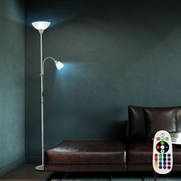 etc-shop LED Stehlampe, Leuchtmittel inklusive, Warmweiß, Farbwechsel, Steh Leuchte Wohn Zimmer Decken Fluter schaltbar Flexo