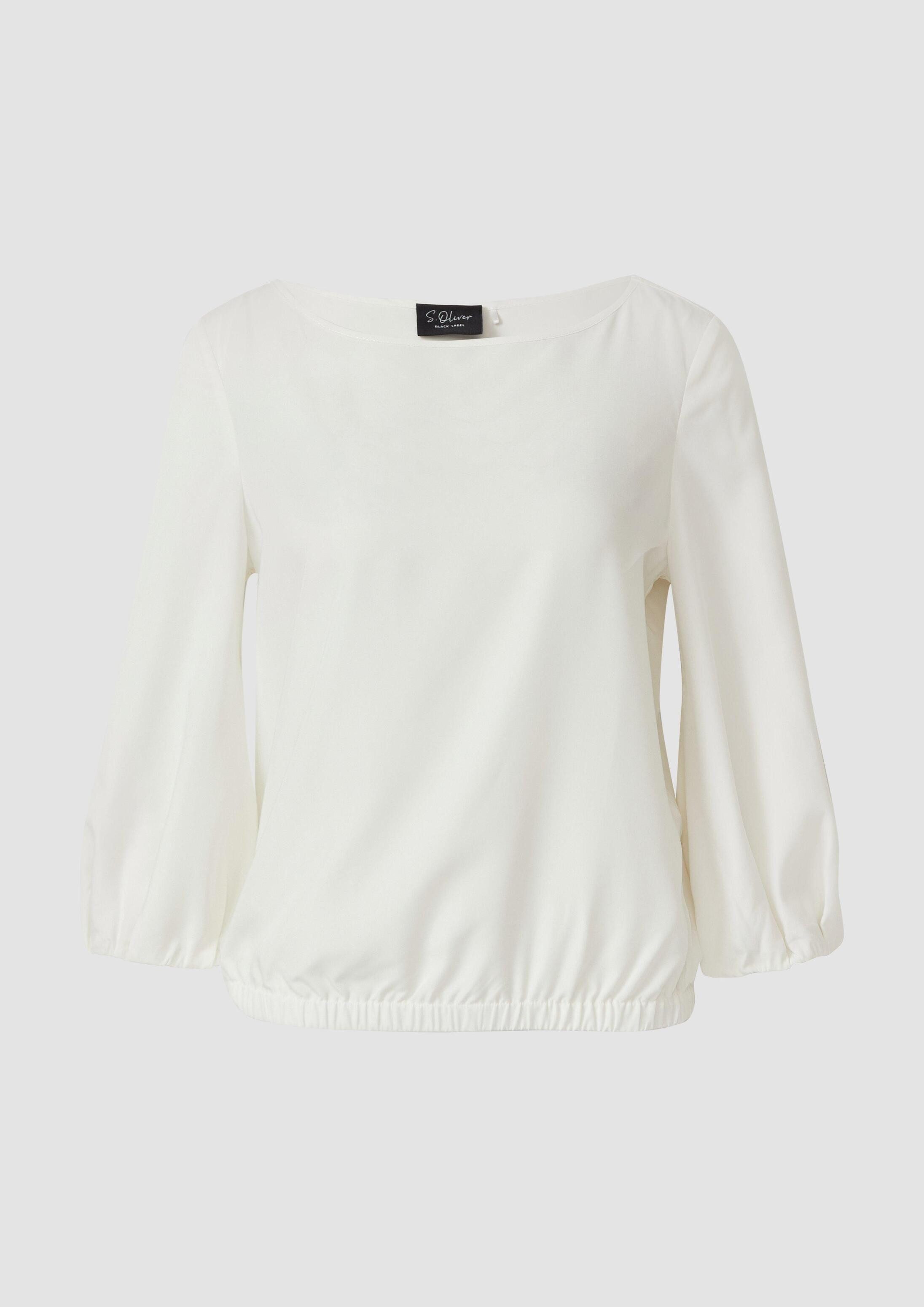 s.Oliver Kurzarmbluse Bluse Modalmix-Bluse mit U-Boot-Ausschnitt und Gummibündchen
