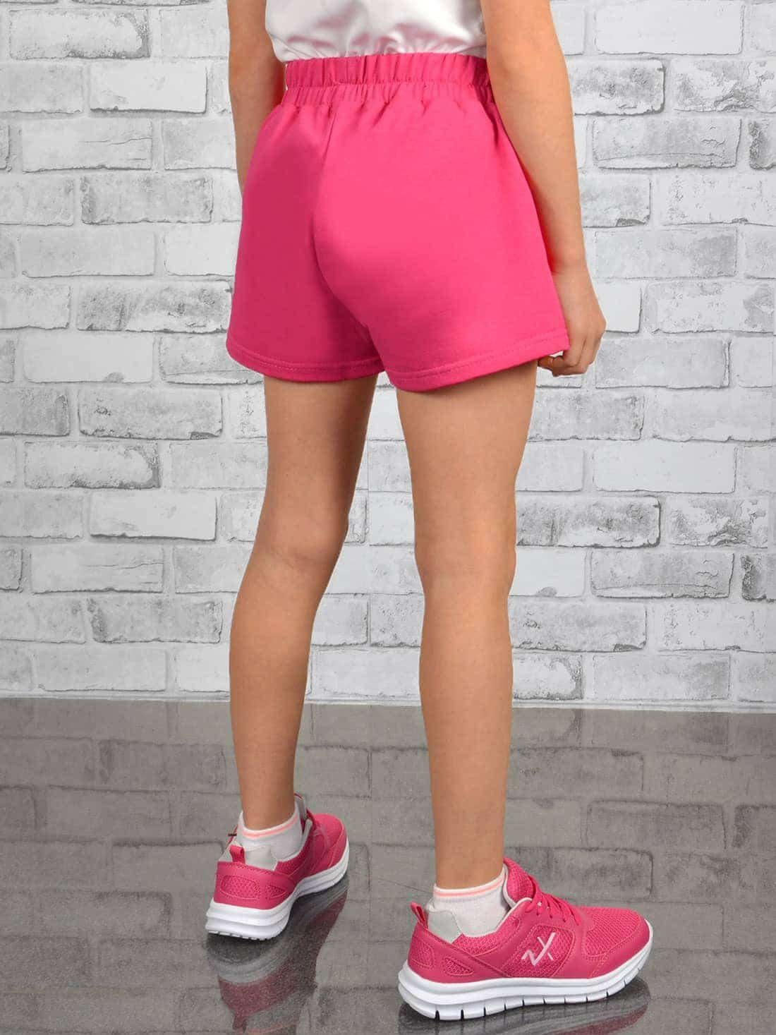 KMISSO Shorts Mädchen Strandshorts Pink (1-tlg) Unifarben