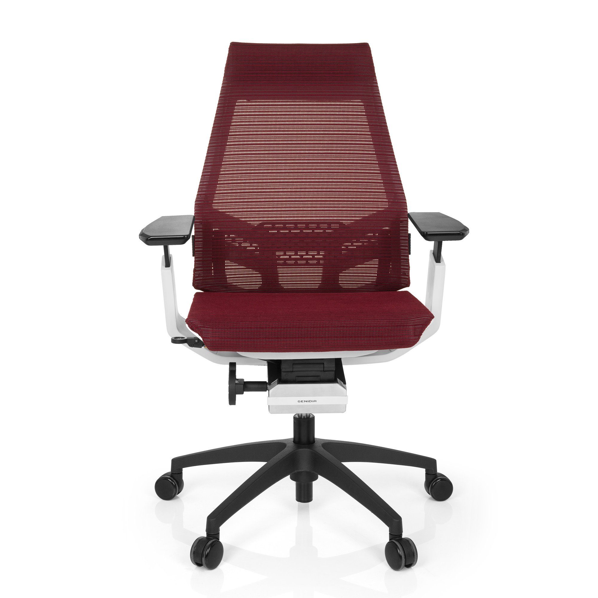 hjh OFFICE Drehstuhl Profi Bürostuhl GENIDIA SMART WHITE Netzstoff (1 St), Schreibtischstuhl ergonomisch Rot/Weiß
