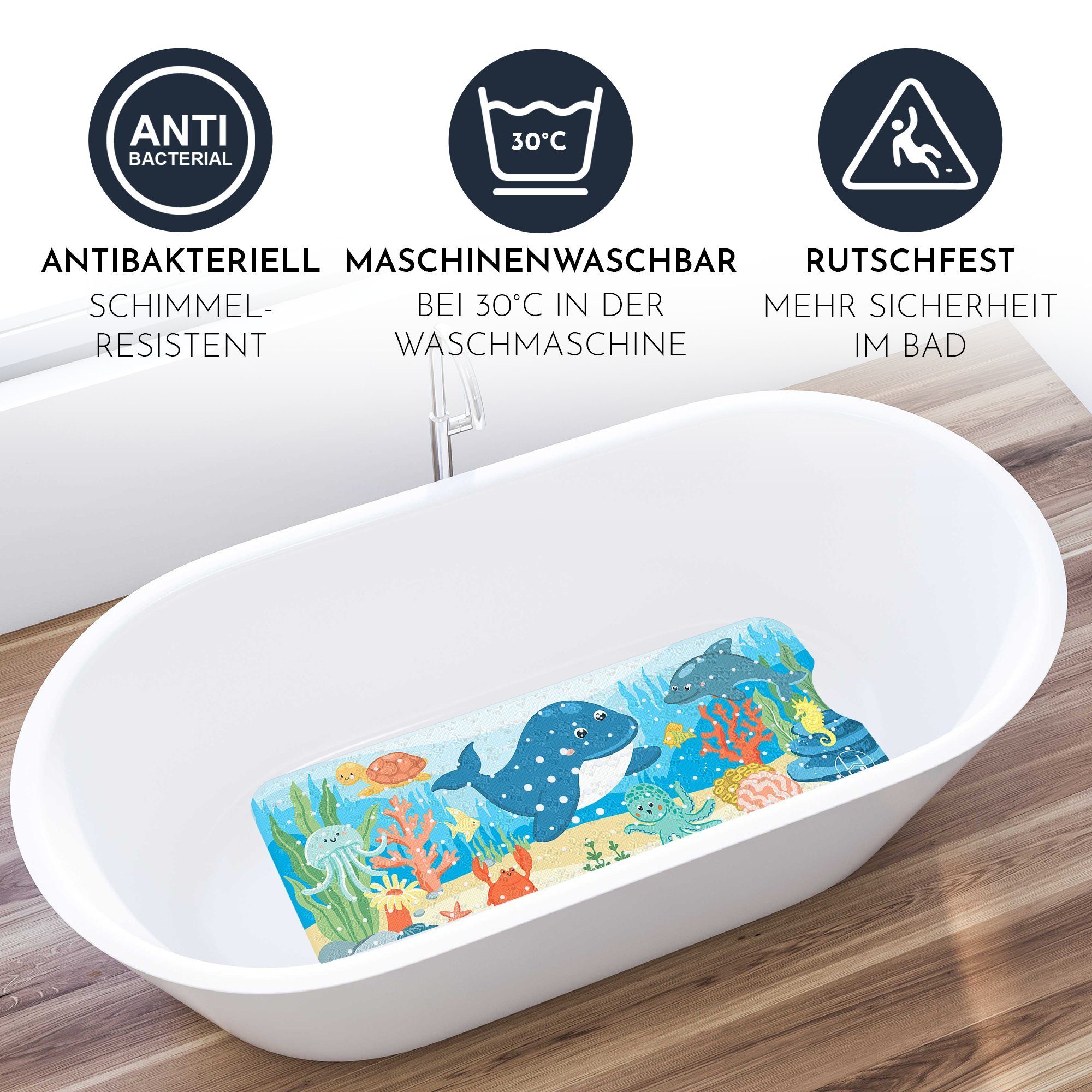 Directin Wanneneinlage Badewannenmatte rutschfest, Antirutschmatte für  Badewanne, Badematte, schimmelresistent & maschinenwaschbar, 100% BPA-frei,  [80x40cm]