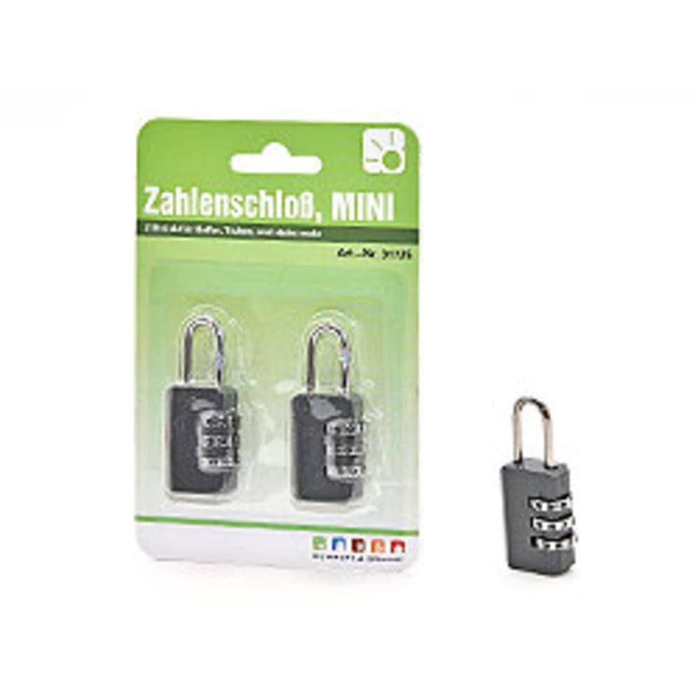 HundB Zahlenbügelschloss Zahlenschloss Mini 2er Set Schwarz für Koffer Gepäck (Stück, 2-tlg., Zahlenschlösser), Kombinationsschloss Gepäckschloss Kofferschloss Sicherheitsverschluss