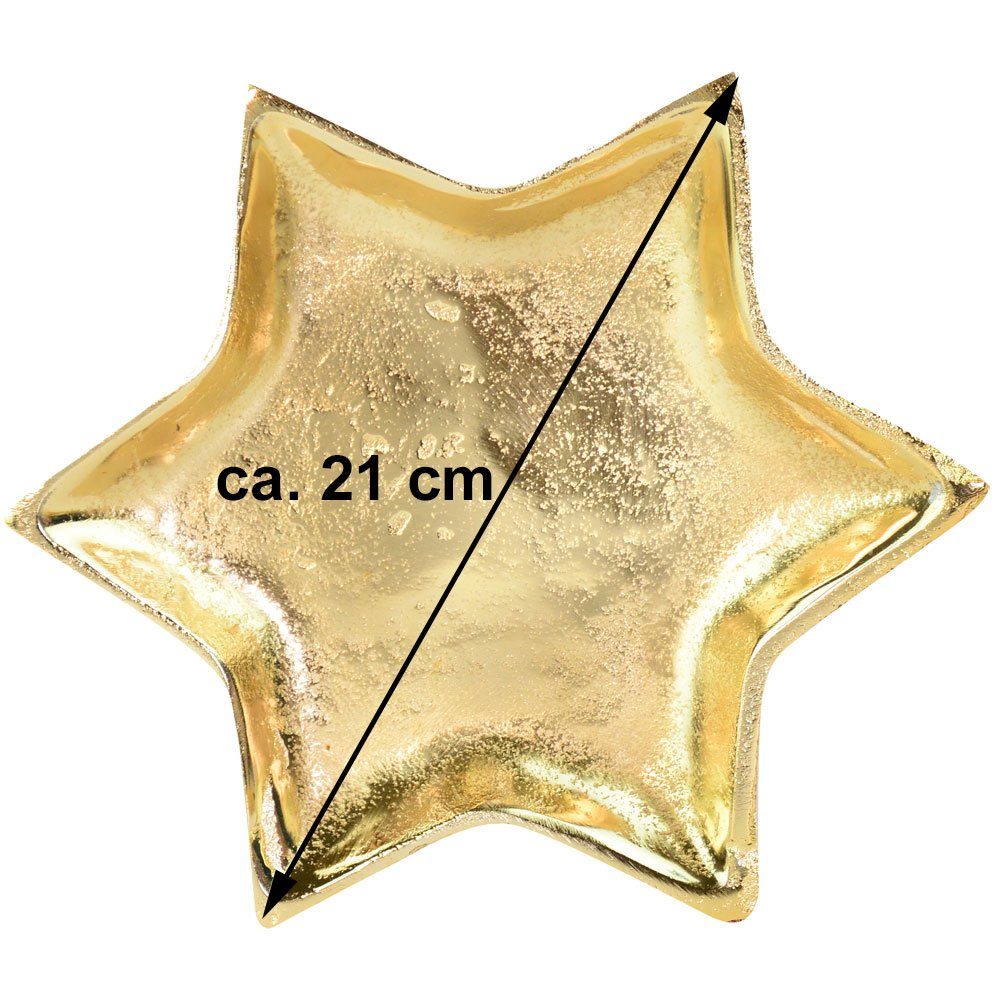 RIFFELMACHER & WEINBERGER Dekoteller Dekoschale "Stern" aus Metall Ø 21 cm 75244, Hellgold - Weihnachtsdekoration Tischdekoration (1 St)