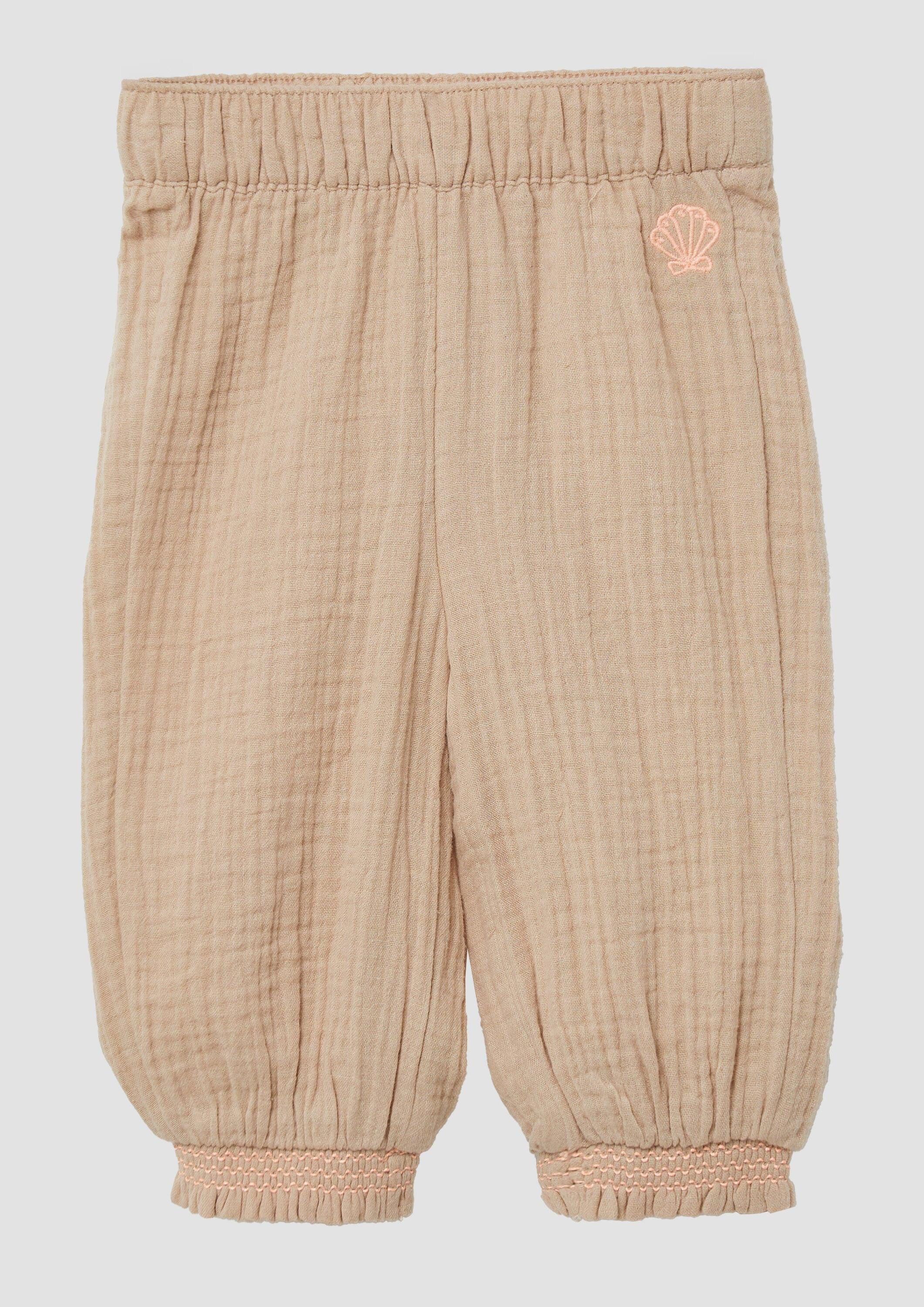 s.Oliver Chinos Hose Strukturierte Hose im Loose Fit mit Smok-Details