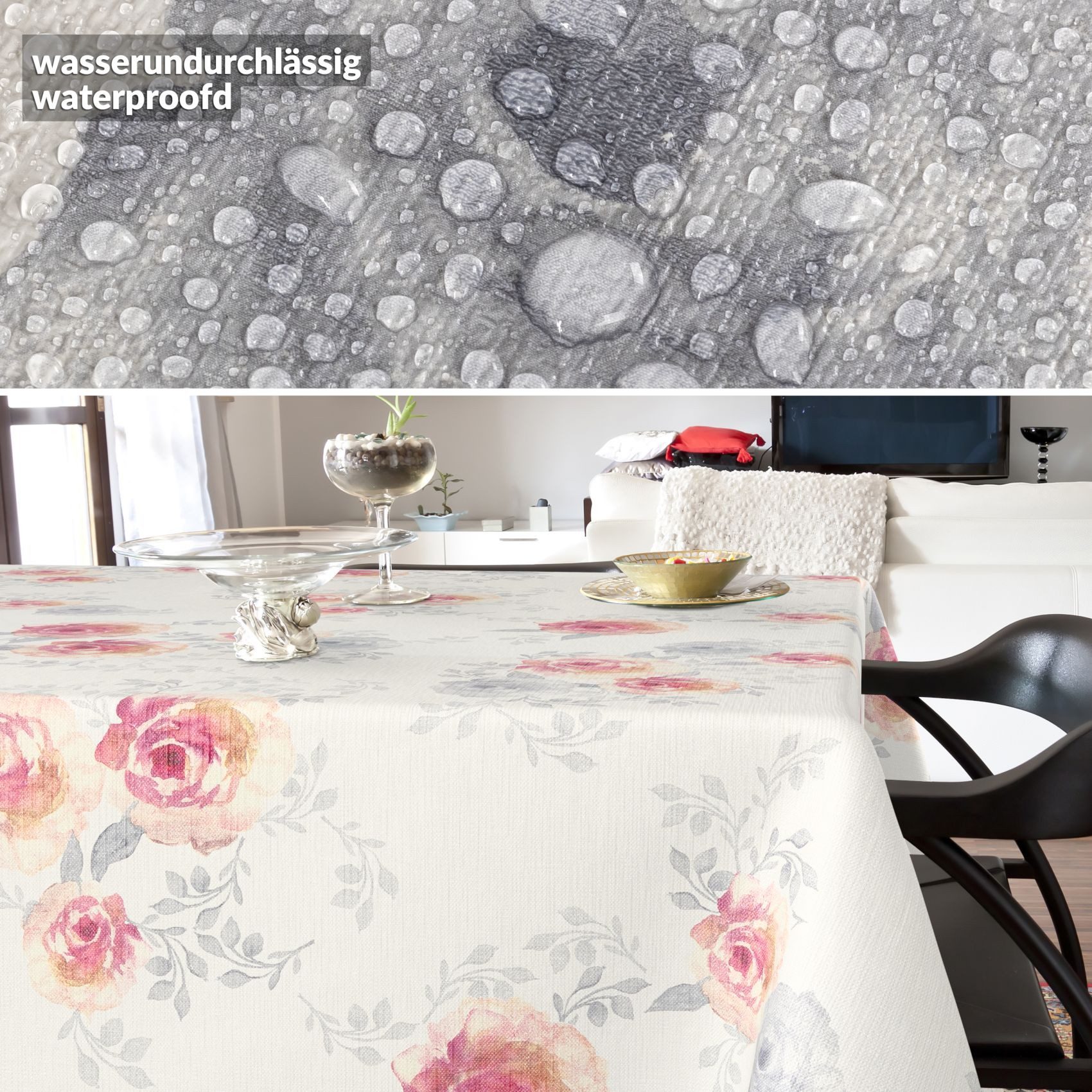 ANRO Tischdecke Wachstuch abwaschbar Rosen Tischwäsche (Einzelstück 1-tlg), wasserabweisend pflegeleicht Floral Beige Rosa 100x140cm – Bild 4 von 5