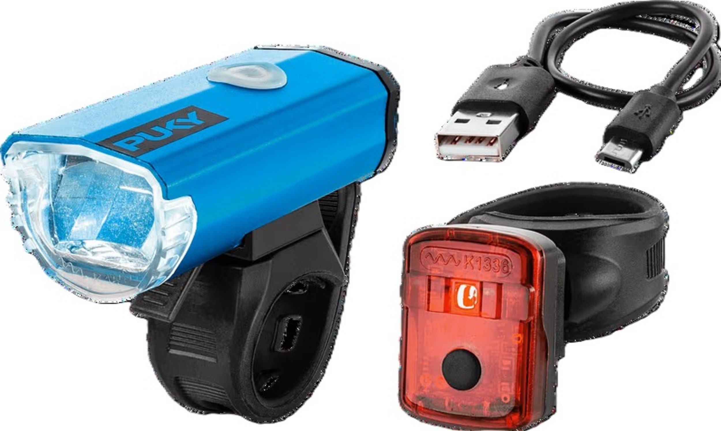 Puky Fahrradbeleuchtung Puky LUMI LED Fahrradbeleuchtung Set StVZO USB Frontlicht & Rücklicht