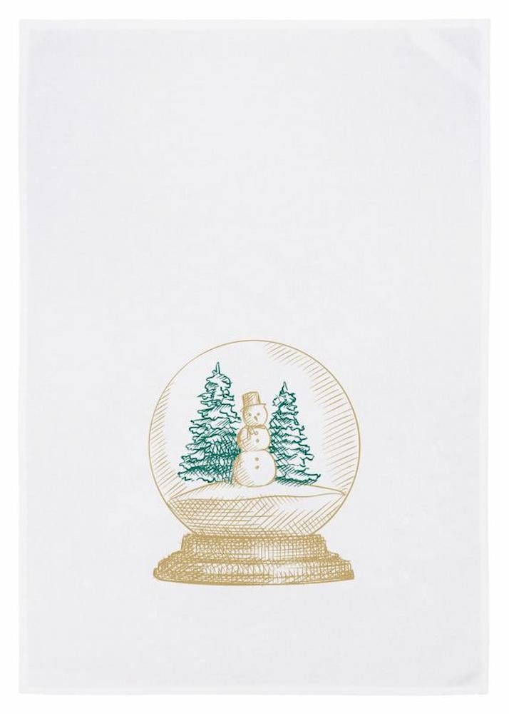17,30 Hamburg Geschirrtuch Goldene Schneekugel mit Schneemann und Tannen, ( günstig online kaufen