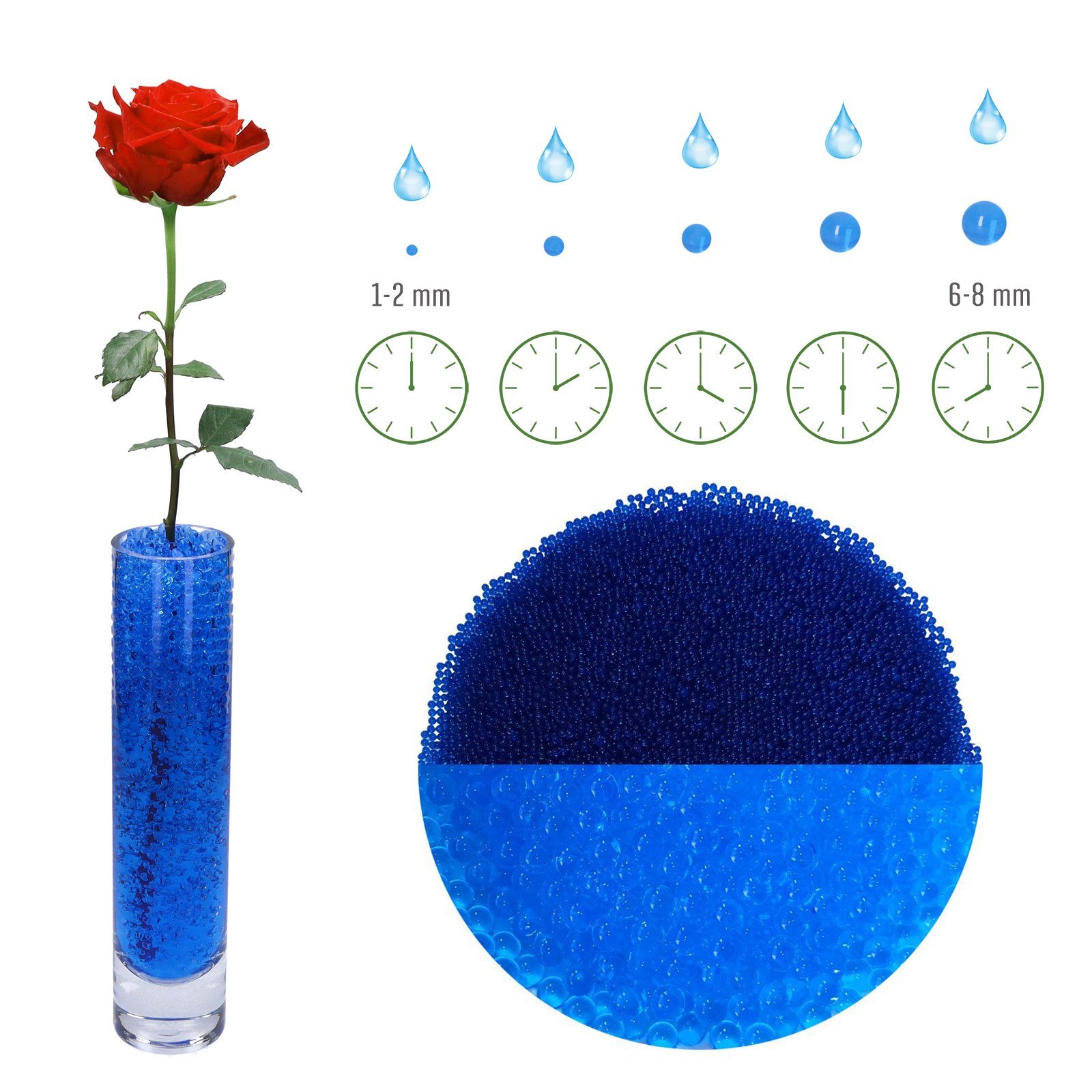 trendfinding Deko-Granulate 100 g Hydroperlen Deko Granulat, (1,5-2 mm, Blau)
