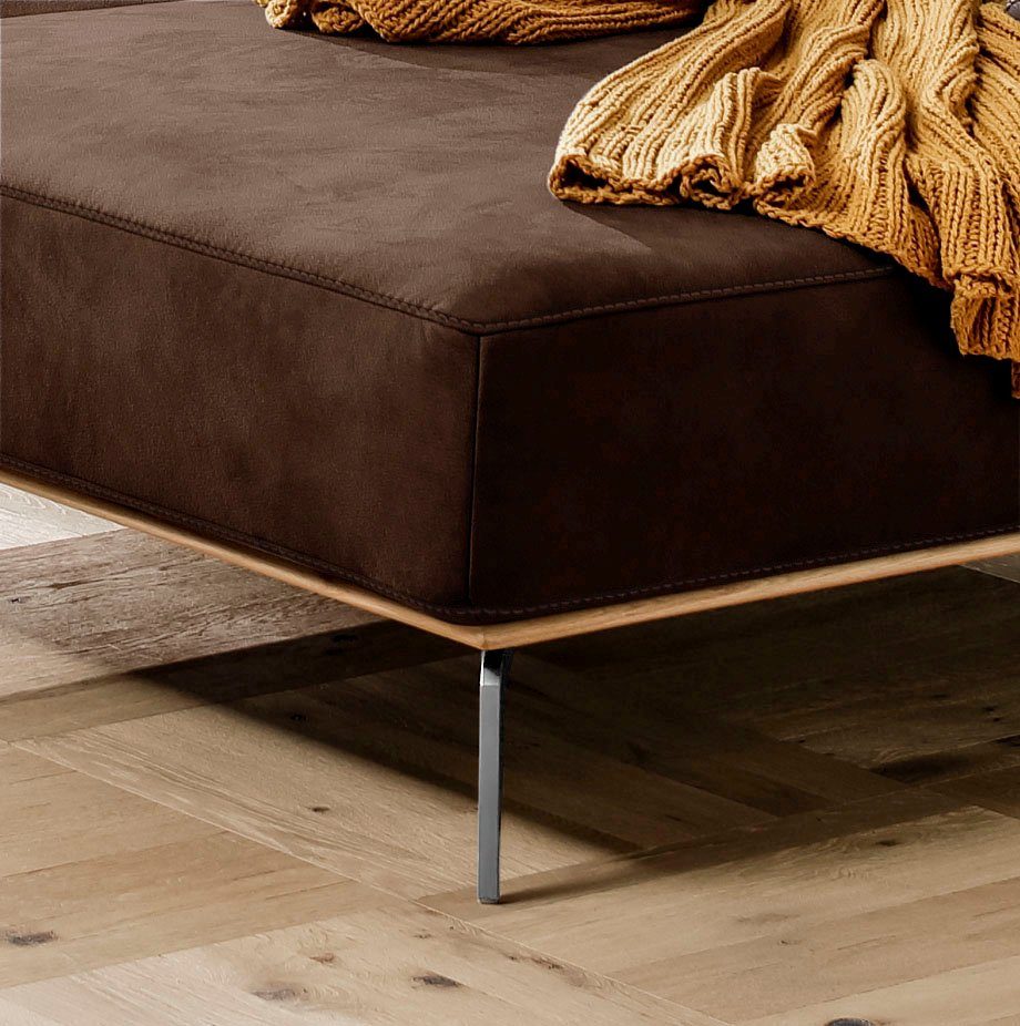 Füße run, W.SCHILLIG glänzend, Chrom cm in mit 319 Holzsockel, elegantem Ecksofa Breite