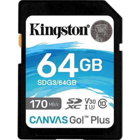 Kingston Canvas Go Plus SD 64GB Speicherkarte (64 GB, Video Speed Class 30 (V30)/UHS Speed Class 3 (U3), 170 MB/s Lesegeschwindigkeit)