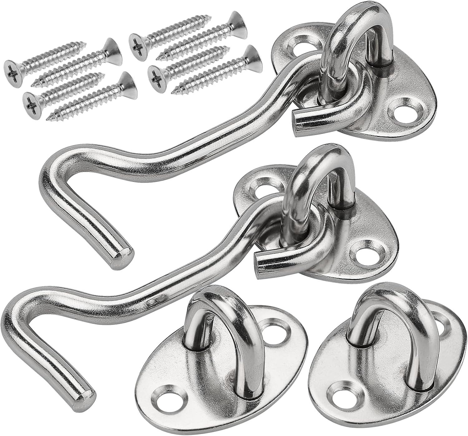 Auledio Schraubhaken Sturmhaken mit öse Edelstahl 2 Stück Riegel Tür Kabine günstig online kaufen