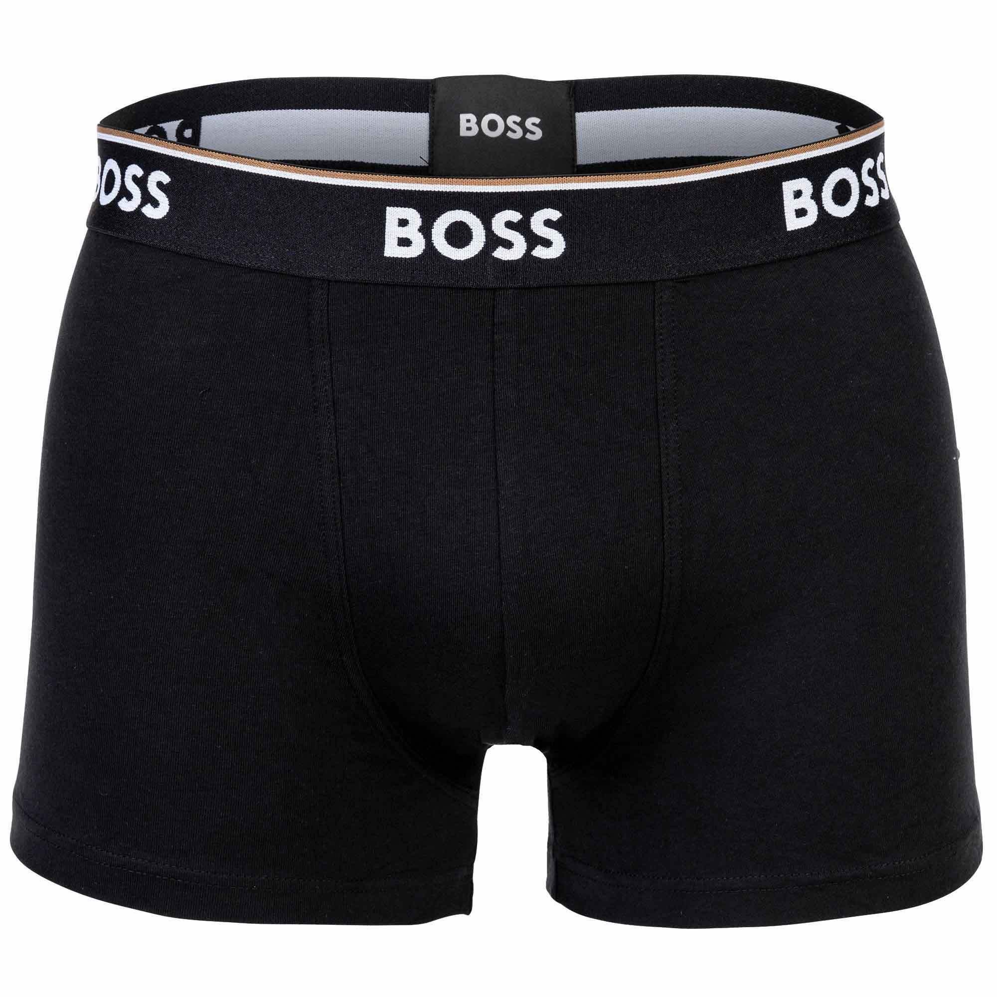 BOSS Boxer Herren Trunks, 3er Power, - Boxershorts 3P Schwarz/Braun/Weiß Pack