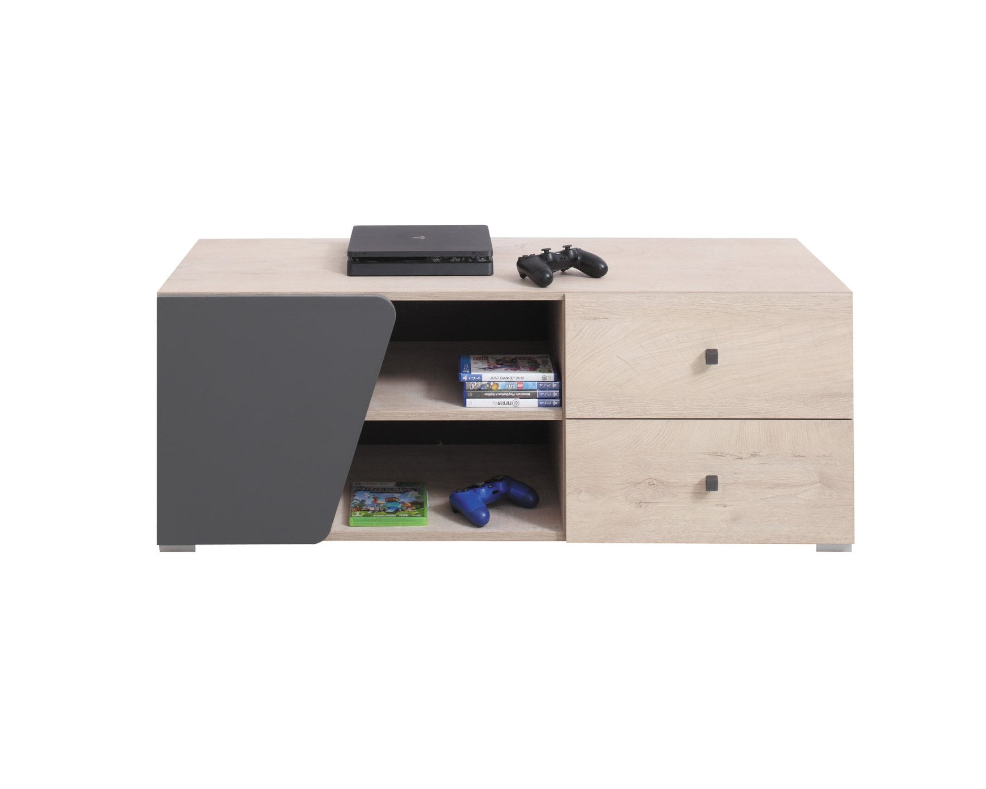 Deine Möbel 24 TV-Regal DARLA D08 Lowboard Kinderzimmer, Set 1-tlg., modernes trendiges Jugendzimmer Kinderzimmer, 120 cm breit Eiche Grau