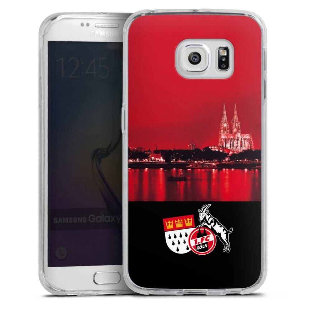 DeinDesign Handyhülle Skyline 1. FC Köln Offizielles Lizenzprodukt Skyline Köln Rot, Samsung Galaxy S6 Edge Silikon Hülle Bumper Case Handy Schutzhülle