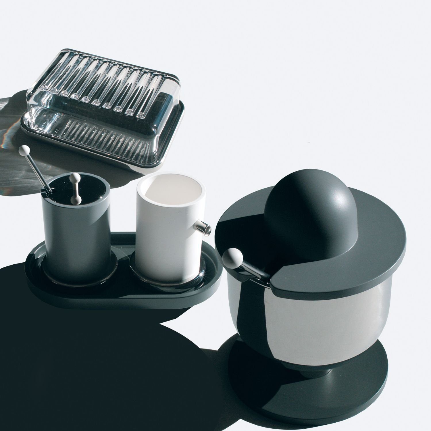 Alessi Butterdose ES03, Glas, Edelstahl