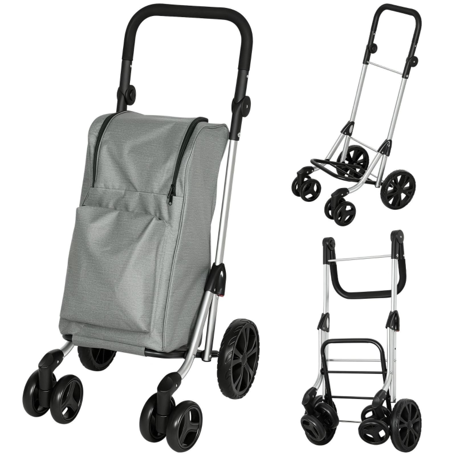 FELIXLEO Einkaufstrolley Einkaufstrolley 46 Liter Tasche Faltbarer Einkaufswagen Grau