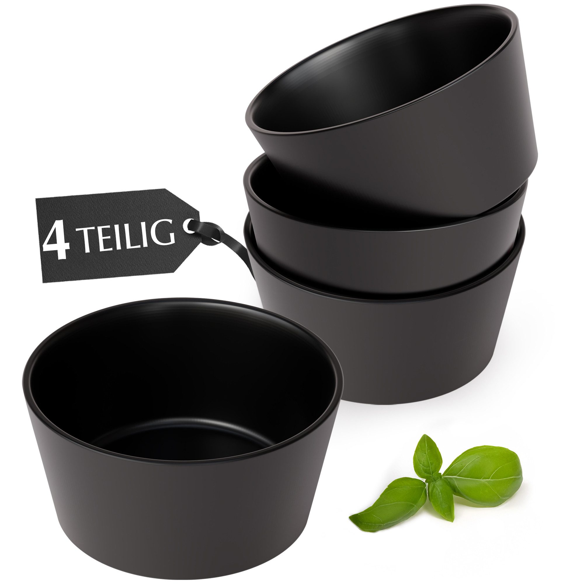 MiaMio Müslischale Luxe 740 ml Schwarz, Keramik, (Set, 4-tlg), 740 ml pro Schale